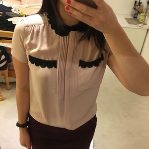 Tan black blouse LIKE NEW!!!